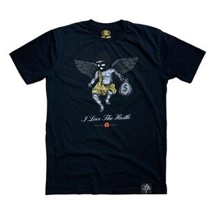 Muerte Hustle Daily Graphic Angel Money Bag Tee Black XL Streetwear Urban Style